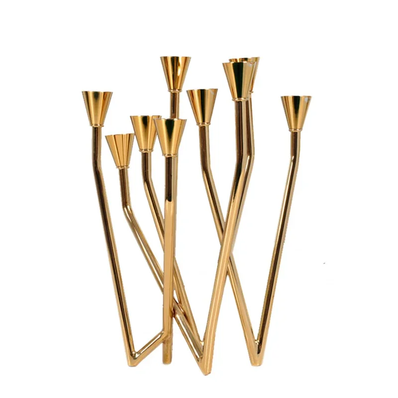 

Nordic Modern 9 Arm Candlestick Metal Gold Center Candle Holders Vintage Wedding Centerpieces for Tables Home Decoration Gift