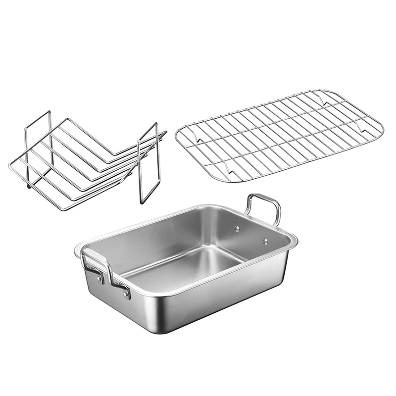 Stainless Steel Barbecue Baking Tray Grid Multifunction Removable Cooling Rack Tray Set Cake Baking Turkey Roaster Pans Durable
Stainless Steel Barbecue Baking Tray Grid Multifunction Removable Cooling Rack Tray Set Cake Baking Turkey Roaster Pans Durable