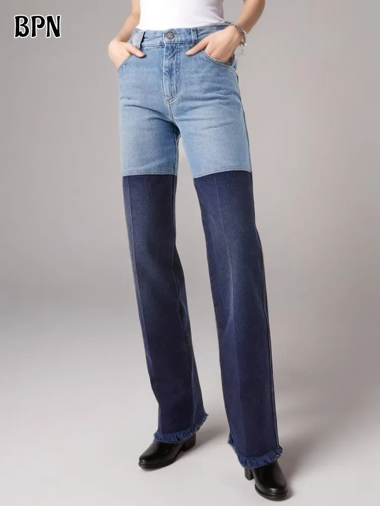 BPN Hit Color Spliced Pocket Fashion Jeans For Women High Waist Patchwork Button Raw Hem Slim Denim Straight Pants Female Style
BPN Hit Color Spliced Pocket Fashion Jeans For Women High Waist Patchwork Button Raw Hem Slim Denim Straight Pants Female Style