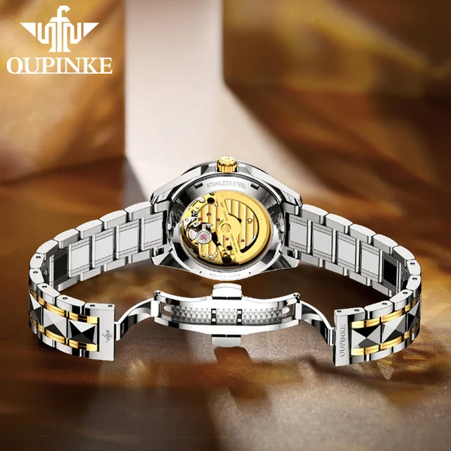 PINKE-Montre de Couple existent et Mécanique pour Homme et Femme, Accessoire en Or group et Diamant Saphir, de Marque Supérieure 2