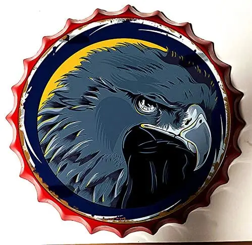 

Royal Tin Sign Bottle Cap Metal Tin Sign United States Eagle Diameter 13.8 inches, Round Metal Signs for Home and Kitchen Bar