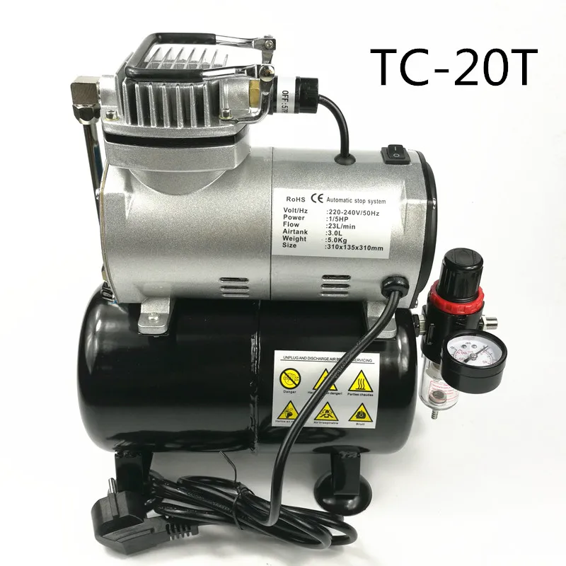 Маленький воздушный компрессор TC20T, бесшумный воздушный насос для ремонта мебели и кожи, маникюрная модель, краситель, аэрограф
Маленький воздушный компрессор TC20T, бесшумный воздушный насос для ремонта мебели и кожи, маникюрная модель, краситель, аэрограф