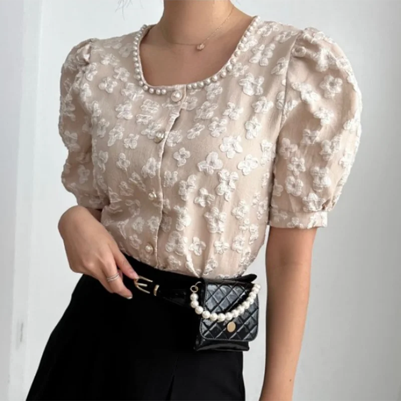 Beading Square Neck Puff Sleeve Shirt Woman Summer Embossed Vintage Women Blouse Elegant Button Korean Top Female Clothing 26729
Beading Square Neck Puff Sleeve Shirt Woman Summer Embossed Vintage Women Blouse Elegant Button Korean Top Female Clothing 26729