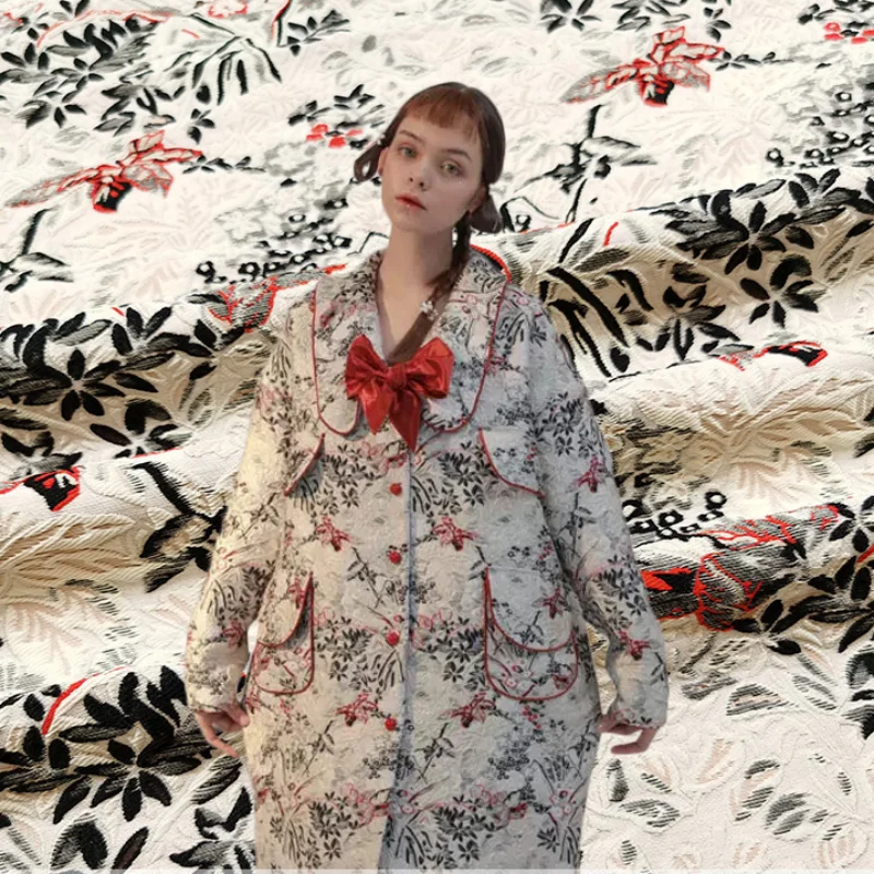 Jacquard Brocade Fabric Orchid Pattern Autumn and Winter Thick Trench Coat Suit Cotton Jacket Fabrics Brand Fashion Cloth
Jacquard Brocade Fabric Orchid Pattern Autumn and Winter Thick Trench Coat Suit Cotton Jacket Fabrics Brand Fashion Cloth
