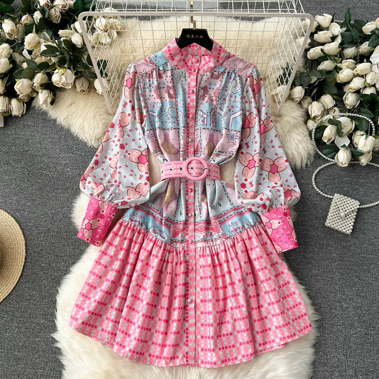 French Vintage O-neck Print Belt puff Sleeves Long Sleeves Single Breasted Dress Casual Women Fashion Spring Vestidos
French Vintage O-neck Print Belt puff Sleeves Long Sleeves Single Breasted Dress Casual Women Fashion Spring Vestidos