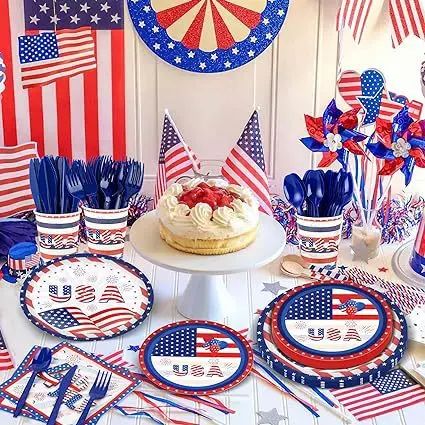Independence Day Themed Party Set Disposable Paper Plate Paper Tissue Tablecloth Knife Fork Spoon Party Decoration Supplies
Independence Day Themed Party Set Disposable Paper Plate Paper Tissue Tablecloth Knife Fork Spoon Party Decoration Supplies