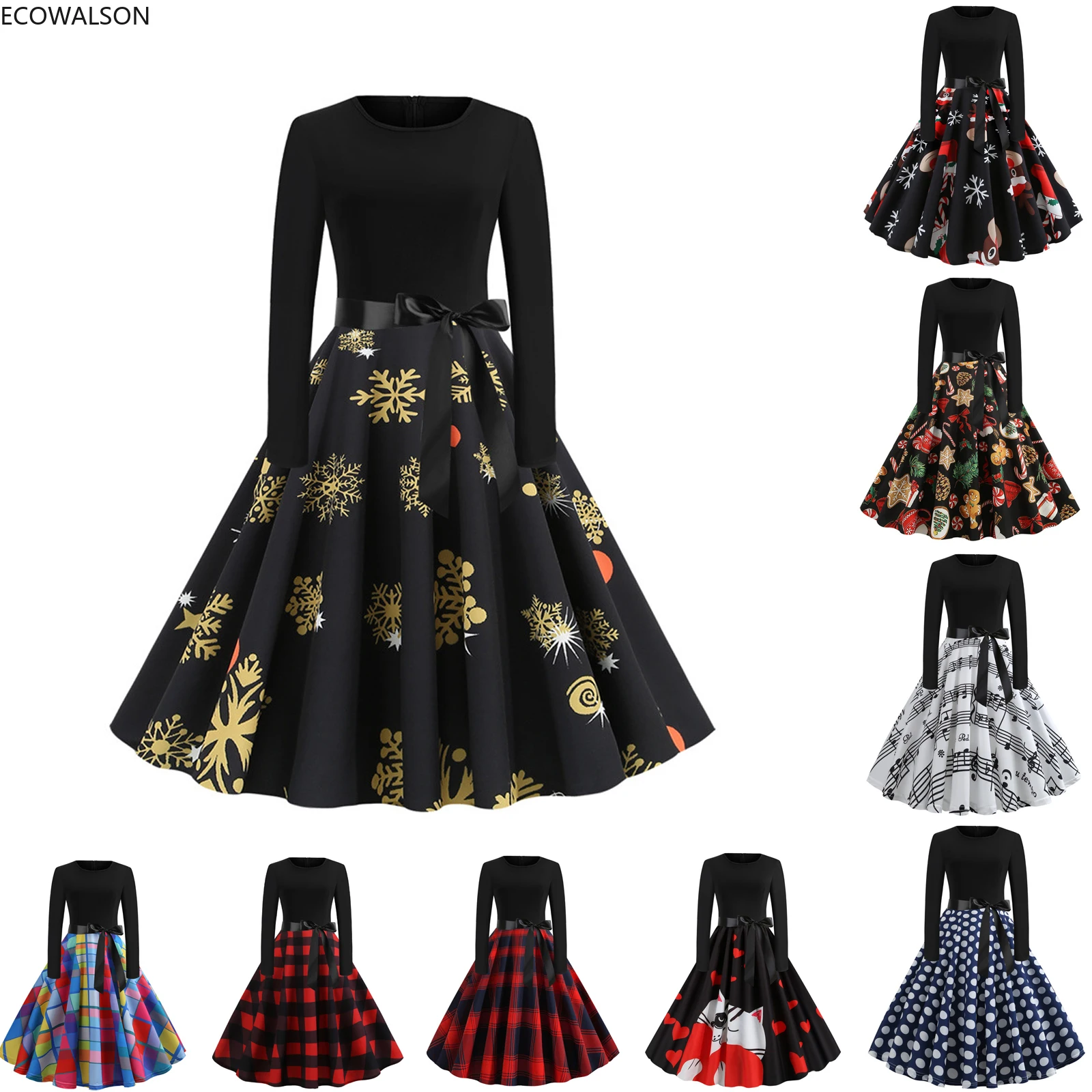 2022 Vintage Women Christmas Dress Elegant Winter Dresses Black Swing Print Long Sleeve 50s 60s Pinup Robe Rave Party Vestidos
2022 Vintage Women Christmas Dress Elegant Winter Dresses Black Swing Print Long Sleeve 50s 60s Pinup Robe Rave Party Vestidos