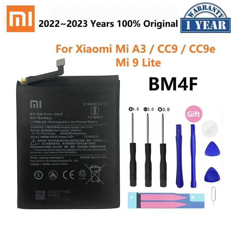 

100% Original XIAO MI High Quality BM4F 4030mAh Phone Battery for Xiaomi A3 CC9 CC9e Mi9 Lite Replacement Batteries Bateria