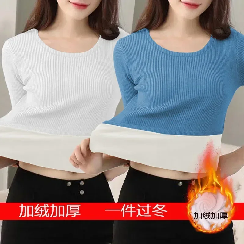 Clothes Sweater Women Plus Pullover Warm Bottoming Tops Velvet Thick Thermal Winter Underwear Knitted Women's Female
Clothes Sweater Women Plus Pullover Warm Bottoming Tops Velvet Thick Thermal Winter Underwear Knitted Women's Female