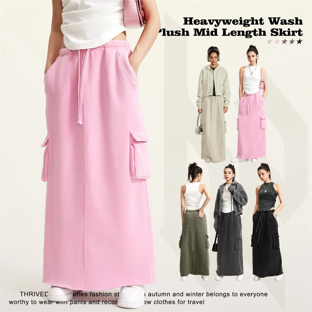 Women 2023 Winter Washed Fleece Long Skirt Retro Vintage Female Girls 355gsm Loose Slit Pockets Skirts Streetwears HY0644
Women 2023 Winter Washed Fleece Long Skirt Retro Vintage Female Girls 355gsm Loose Slit Pockets Skirts Streetwears HY0644
