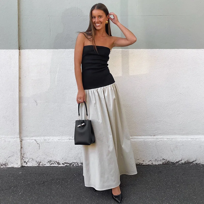 Elegant Strapless Dress Women Babydoll One Piece Contrast Color A-Line High Waist Sleeveless Vintage Party Dress 2024 Outfits
Elegant Strapless Dress Women Babydoll One Piece Contrast Color A-Line High Waist Sleeveless Vintage Party Dress 2024 Outfits