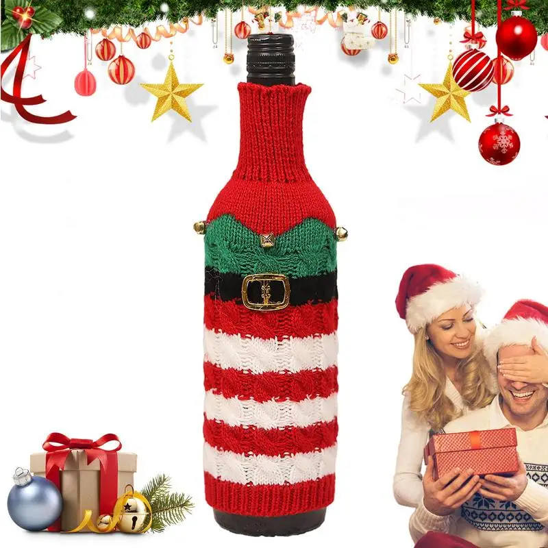 

Топперы для винной бутылки наряжайте вашу винную бутылку мягкий Рождественский набор для бутылки шампанского протектор и украшение для винной бутылки