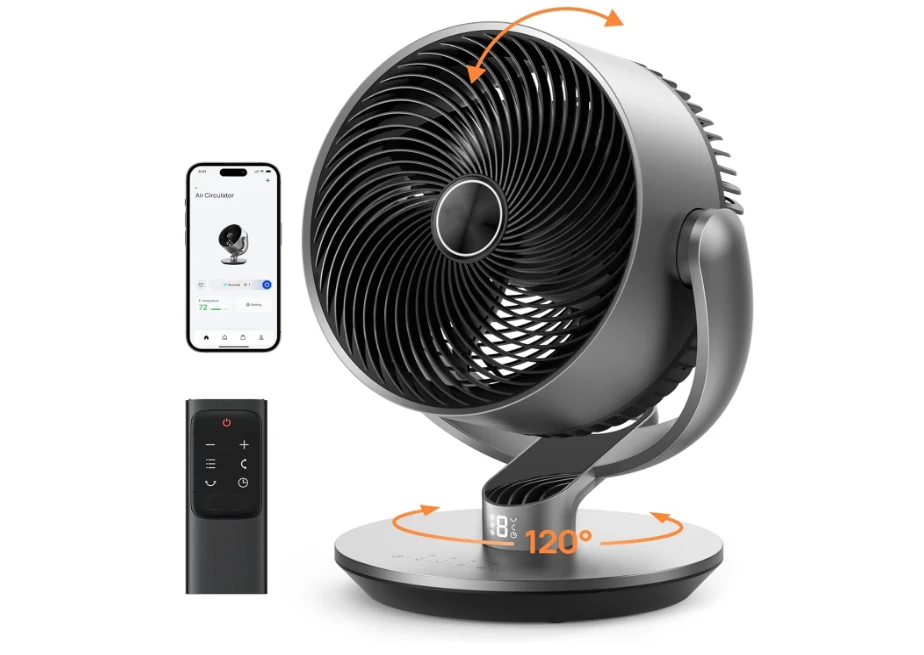 Smart Fans for Bedroom, 11 Inch, 25dB Quiet DC Room Fan with Remote, 120°+90° Oscillating Fan, 6 Modes, 9 Speeds, 12H Timer
Smart Fans for Bedroom, 11 Inch, 25dB Quiet DC Room Fan with Remote, 120°+90° Oscillating Fan, 6 Modes, 9 Speeds, 12H Timer