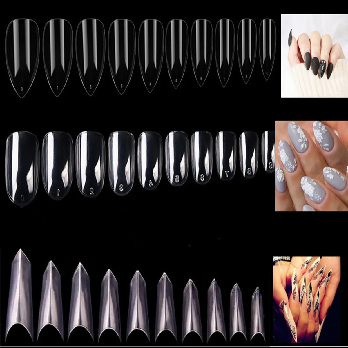 500/600Pcs 10 Size Short Natural/Transparent Coffin Fake Nails Full Cover Art Tips Press on Nails Tip Acrylic Accessories Tool # 
500/600Pcs 10 Size Short Natural/Transparent Coffin Fake Nails Full Cover Art Tips Press on Nails Tip Acrylic Accessories Tool #