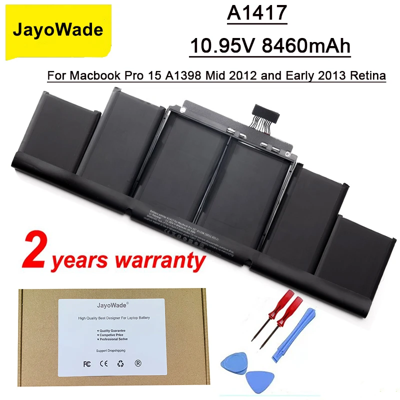 

JayoWade New A1417 Laptop Battery for Apple A1398 (2012 Early-2013 Version) for MacBook Retina Pro 15" fits ME665LL/A ME664LL/A