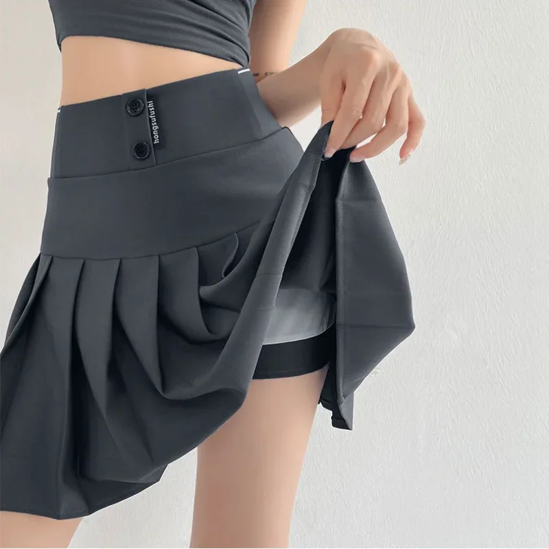 

Koreon Young Preppy Style Pleated Skirts New Summer Women Elastic High Waist Sweet Cutecore Solid All-match A-line Short Skirt