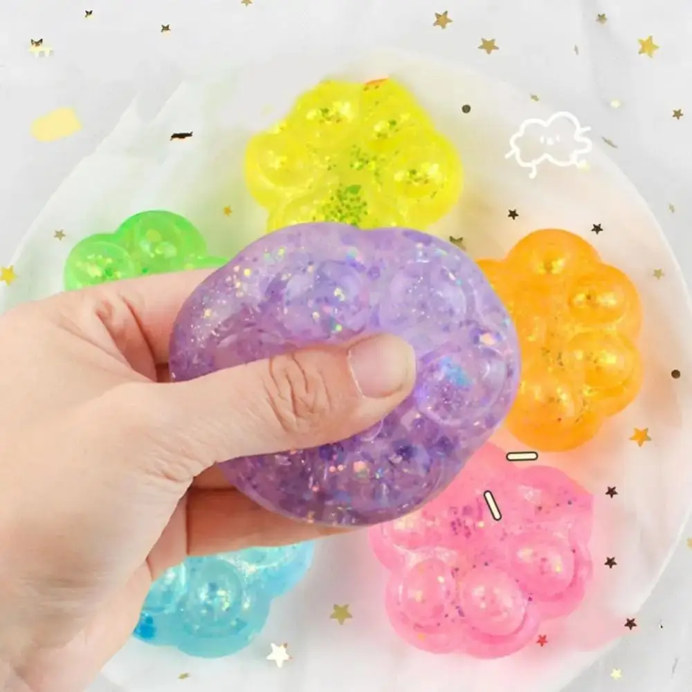 

TPR Cat Paw Slow Rebound Toy Sequins Colorful Cat Claw Pinch Toy Maltose Ball Creative Squeeze Cat Paw Ball Decorative