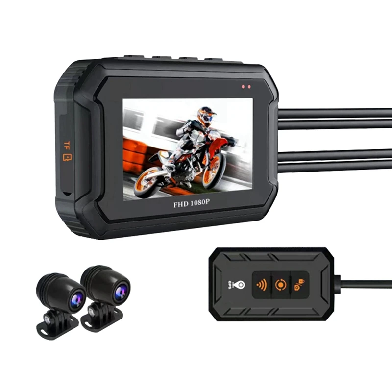 

1080P двойная мотоциклетная камера с функцией GPS, водонепроницаемый видеорегистратор для вождения, HD видеорегистратор для вождения мотоцикла