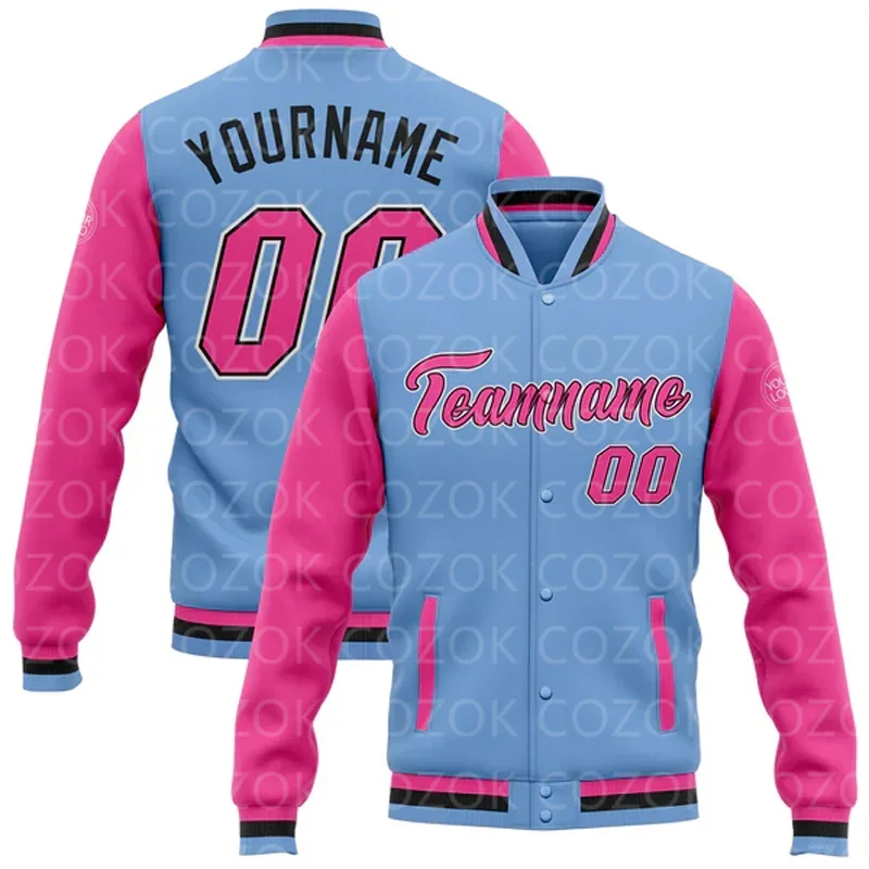 

Розовая бейсбольная куртка Бомбер с 3D принтом на заказ