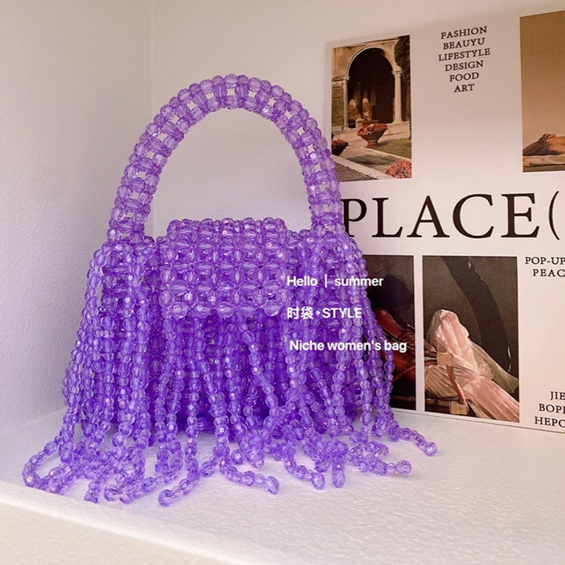 Texture Tassel Design Ladies Handbags for Women Customized New Fashion Acrylic Beaded Woven Celebrity Women's Bags Gift Party
Texture Tassel Design Ladies Handbags for Women Customized New Fashion Acrylic Beaded Woven Celebrity Women's Bags Gift Party