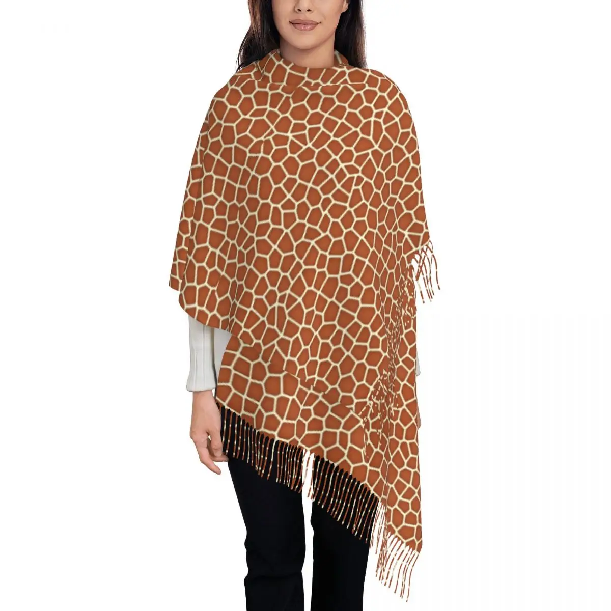 

Giraffe In Shades Scarf with Long Tassel Animal Print Warm Soft Shawls Wrpas Ladies Design Headwear Scarves Winter Bufanda