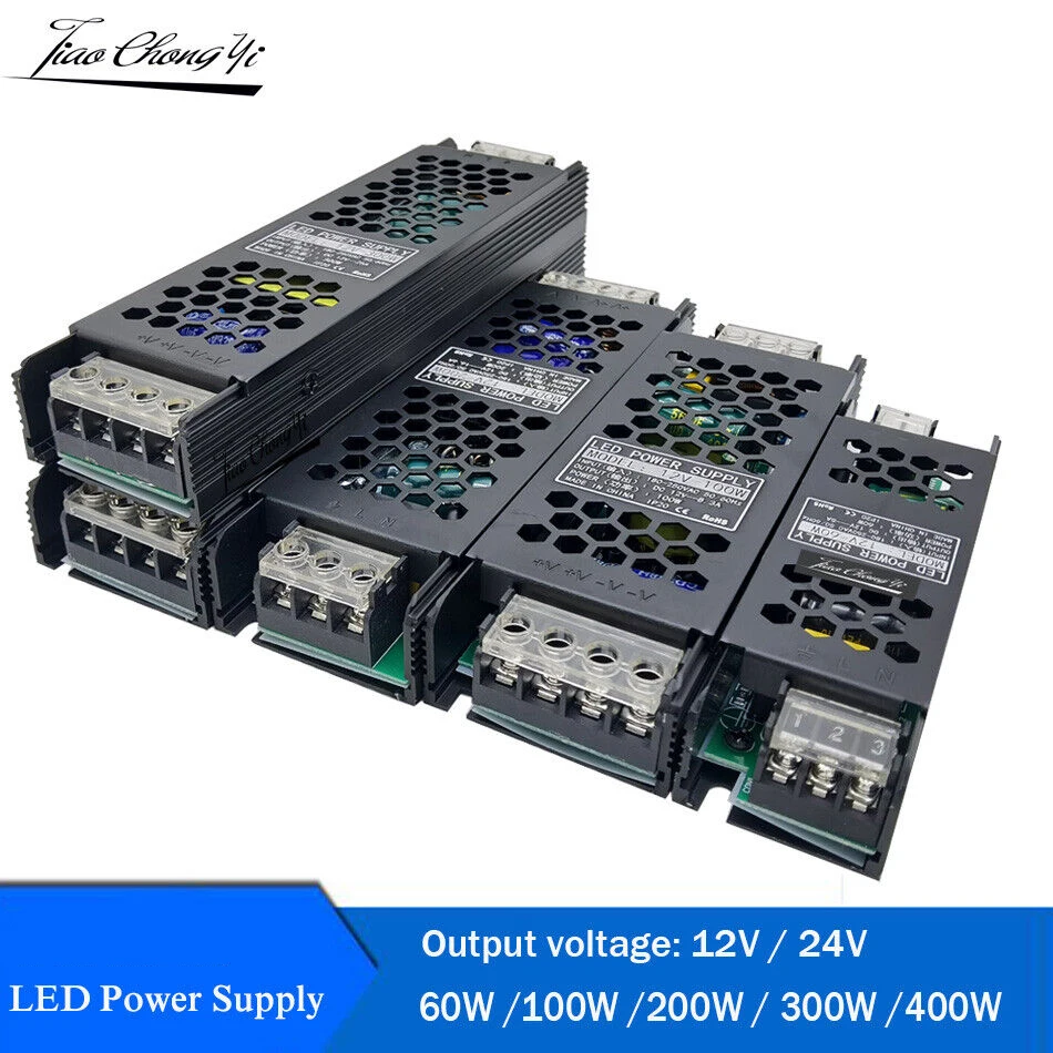

LED Power Supply Lighting Transformers Constant Voltage Output DC12V 24V 100W 200W 300W 400W For 5050 5630 LED Strip