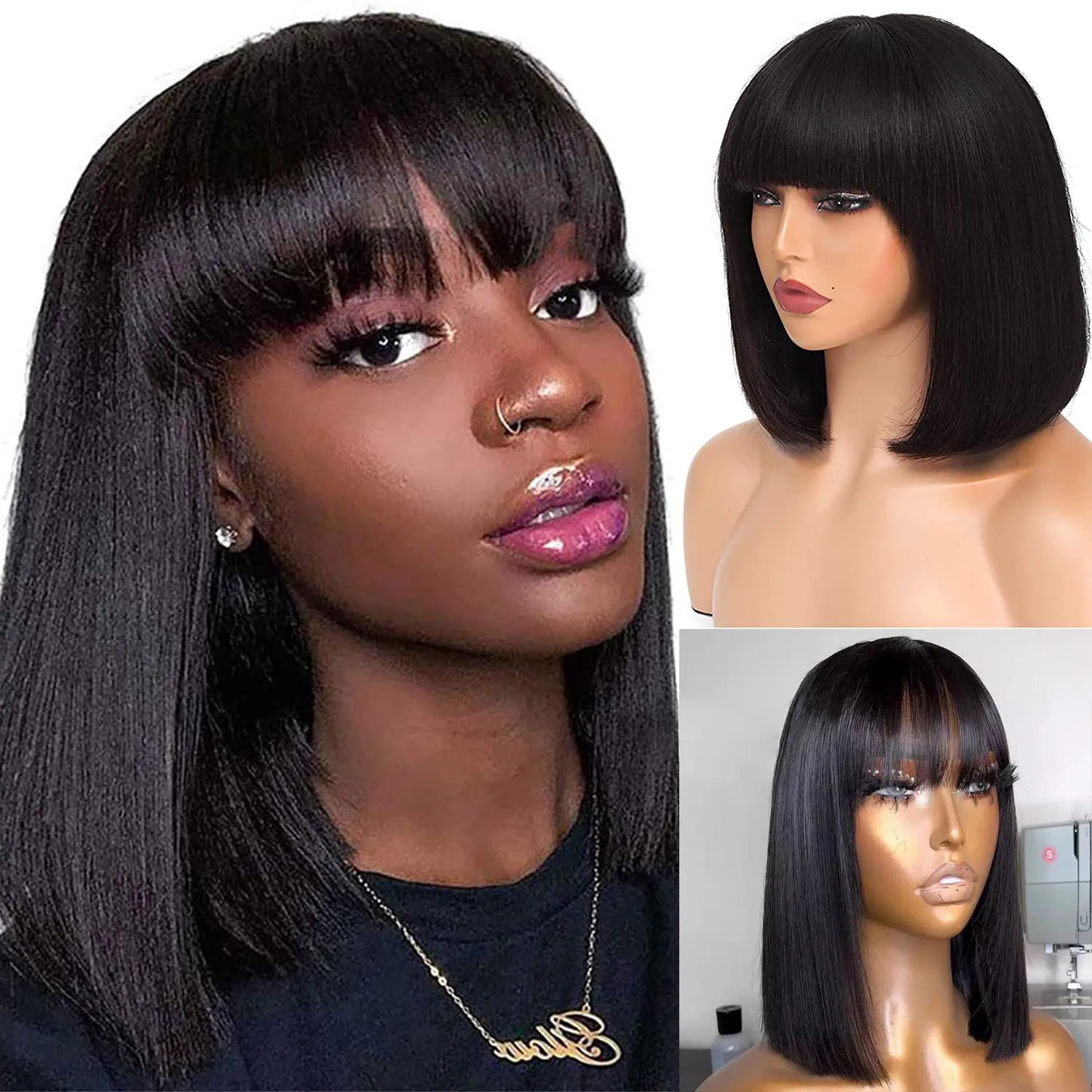 YATUWIN Straight Bob Human Hair Wigs With Bang Full Machine Made Wigs Brazilian Remy Human Hair Bob Wigs 10 12 inch
YATUWIN Straight Bob Human Hair Wigs With Bang Full Machine Made Wigs Brazilian Remy Human Hair Bob Wigs 10 12 inch