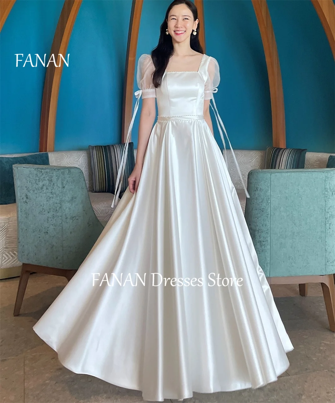 FANAN Korea A-Line Square Collar Ivory Corset Wedding Dresses Puff Sleeves 웨딩드레스 Pearls Satin Custom Made Bride Gowns Plus Size
FANAN Korea A-Line Square Collar Ivory Corset Wedding Dresses Puff Sleeves 웨딩드레스 Pearls Satin Custom Made Bride Gowns Plus Size