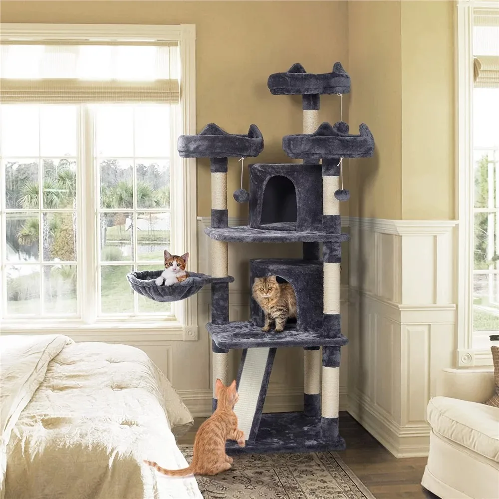 Big Cat Tree Tower Large Cat Tree Plush Tower with Caves Condos Platforms Scratching Board, Dark Gray
Big Cat Tree Tower Large Cat Tree Plush Tower with Caves Condos Platforms Scratching Board, Dark Gray