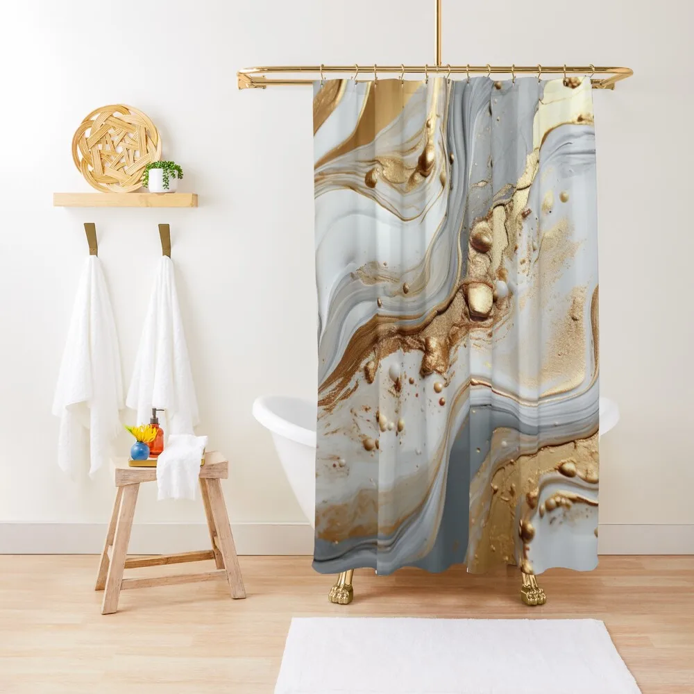 Liquid Paint Pour in Gold and Silver Shower Curtain Modern Showers For Bathroom Elegant Bathroom Curtain
Liquid Paint Pour in Gold and Silver Shower Curtain Modern Showers For Bathroom Elegant Bathroom Curtain