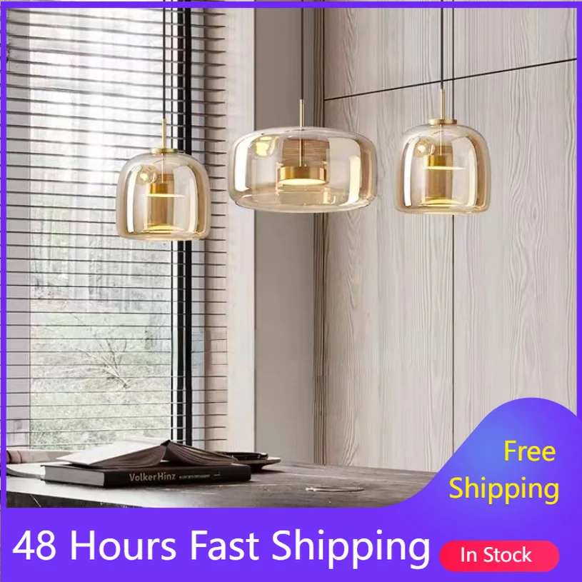 

Стеклянная подвесная осветительная лампа, современные светодиодные потолочные люстры для кухни, ресторана, спальни, украшение для отеля