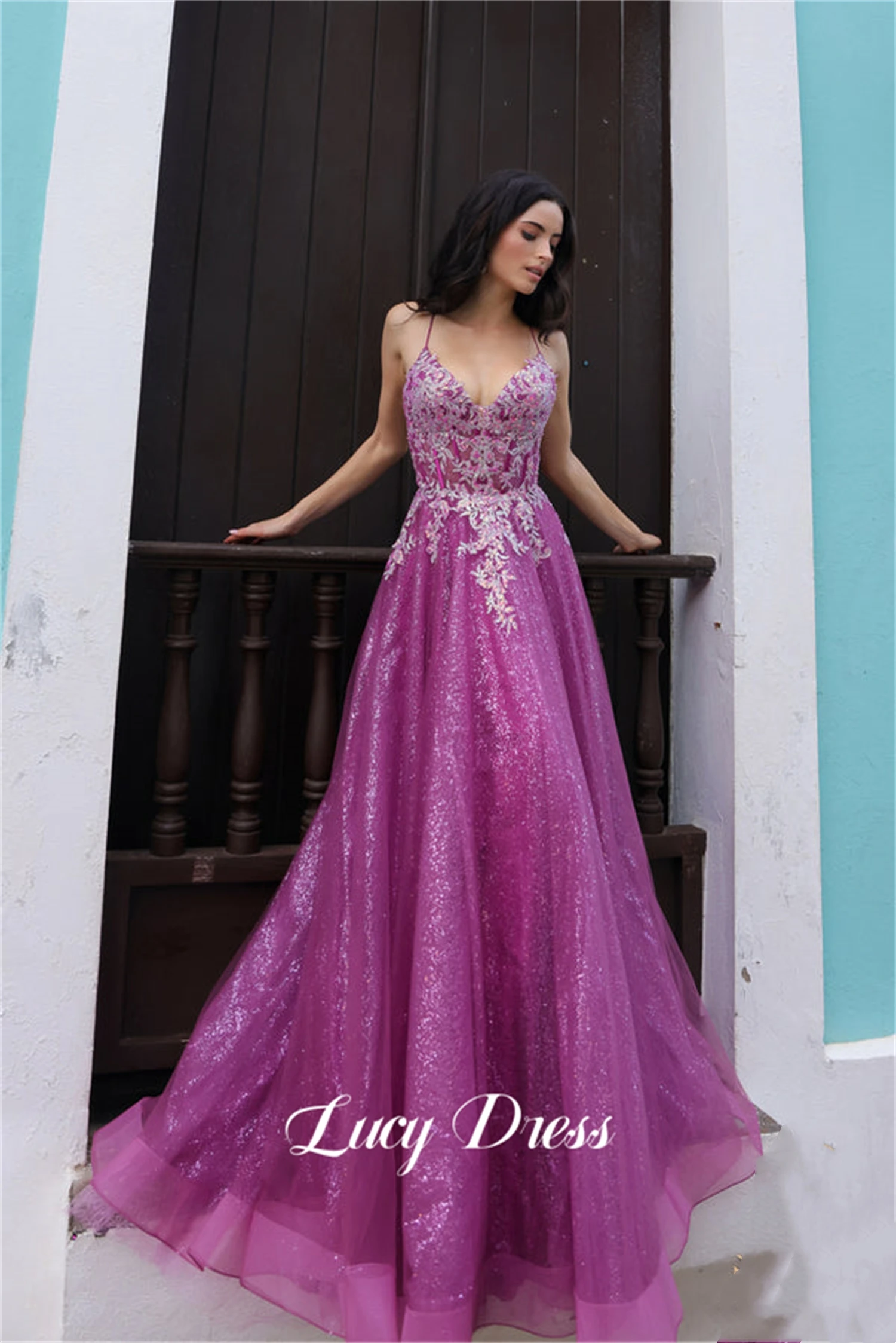 

Lucy Applique Mesh Graduation Gown Purple Party Dress Bridesmaid Line A Elegant Dresses for Women Prom 2024 New Wedding Guest