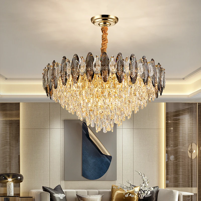 

Art Brilliant Brilliant K9 Crystal Chandelier Modern Iron Living Room Bedroom Pendant Lamp Villa Hotel Lobby Decorative Hanging