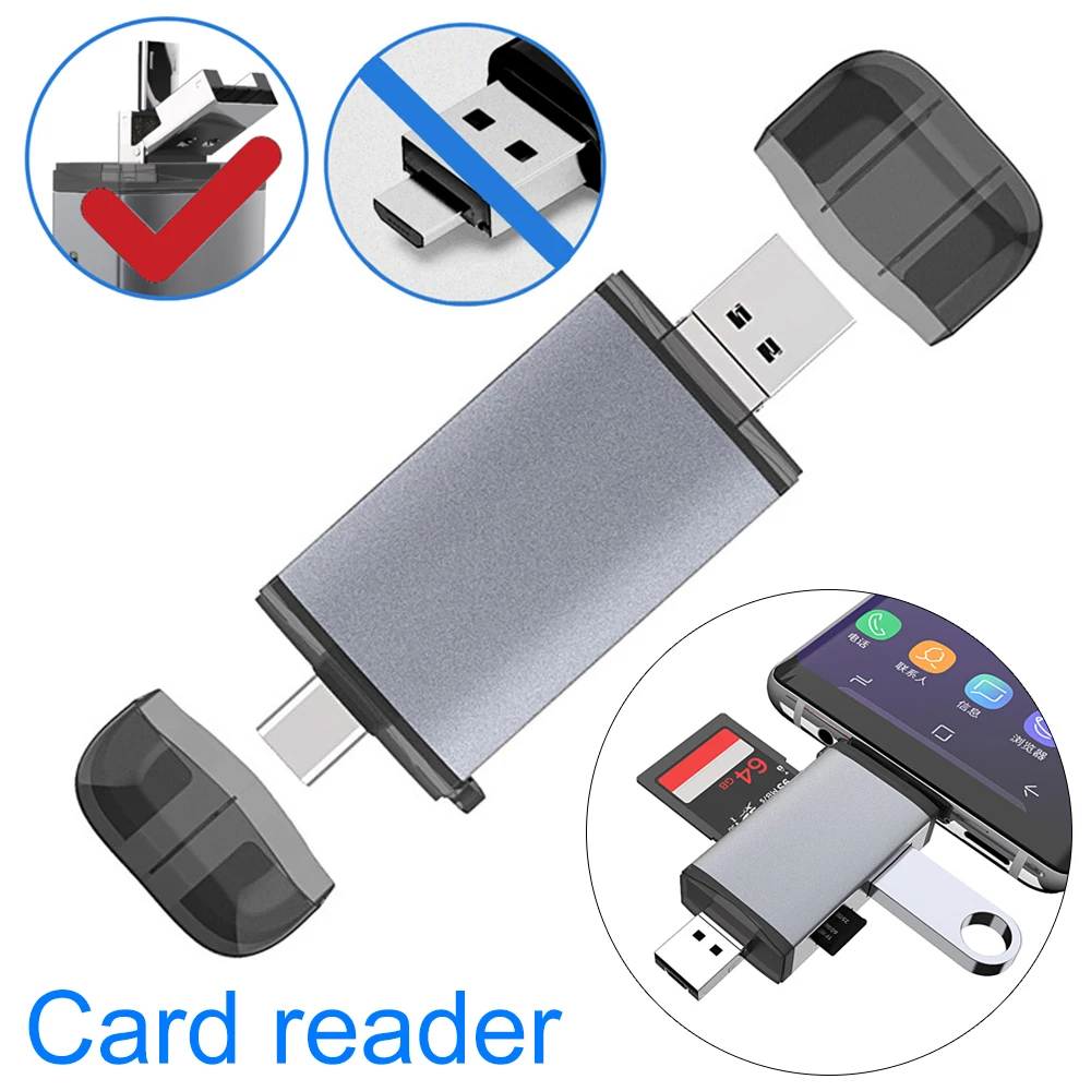 

USB 2.0 TypeC 6-in-1 OTG Card Reader USB + TF + SD SDHC SDXC Fit for Mobile Phones