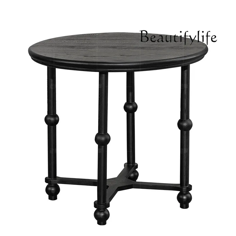 

French Retro Solid Wood Round Table Simple Modern Small Apartment Dining Table Italian Light Luxury Coffee Table