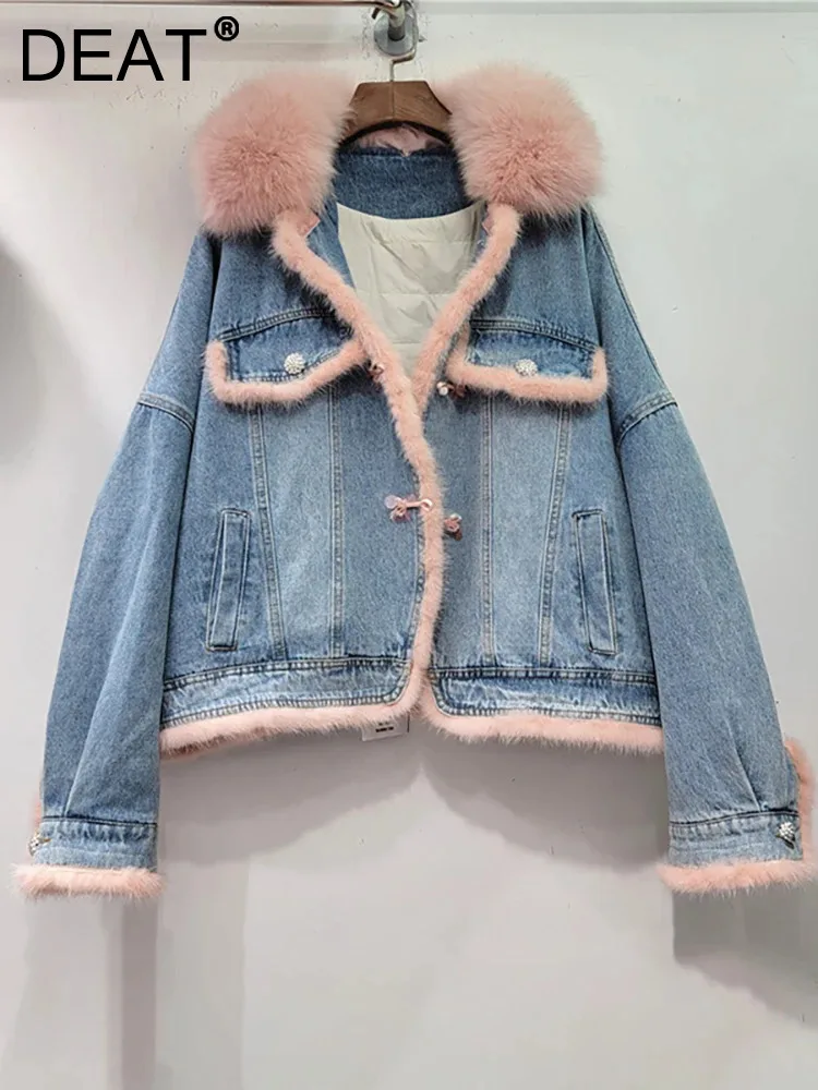DEAT Women Denim Coat Patchwork Fox Fur Long Sleeve Panelled Tthick Cotton-padded Parka Jackets 2023 Winter New Fashion 29L5082
DEAT Women Denim Coat Patchwork Fox Fur Long Sleeve Panelled Tthick Cotton-padded Parka Jackets 2023 Winter New Fashion 29L5082