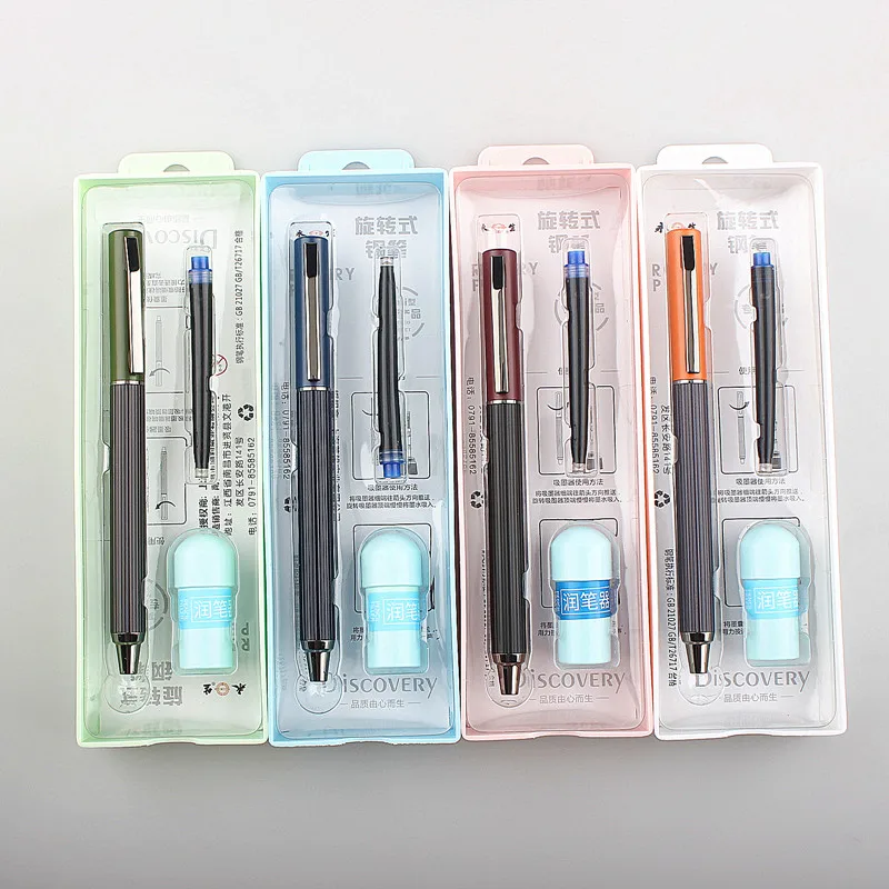 

The New 3537 Fountain Pen Retractable Extra Fine Nib 0.4mm Metal Ink Pen with Converter for Writing