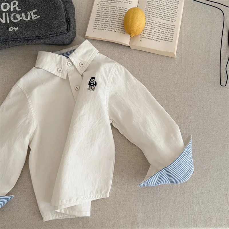 2024 Spring New Children Long Sleeve Shirts Fashion Girls Cartoon Lapel Shirt Baby Boys Cotton Tee Kids Casual Tops Clothes 18 S7b6f8c1686fe4ad88448c608e85ec0f36