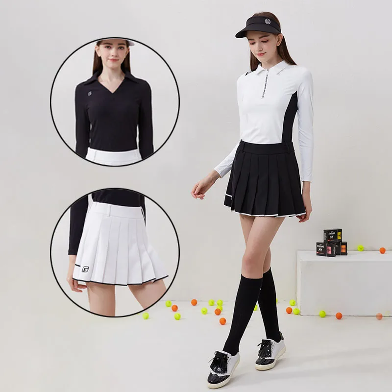 Golfist Autumn Female Zipper Collar Elastic Golf Jersey Long Sleeve Tops Women Anti-exposure Culottes Pleated Golf Skorts Suits
Golfist Autumn Female Zipper Collar Elastic Golf Jersey Long Sleeve Tops Women Anti-exposure Culottes Pleated Golf Skorts Suits