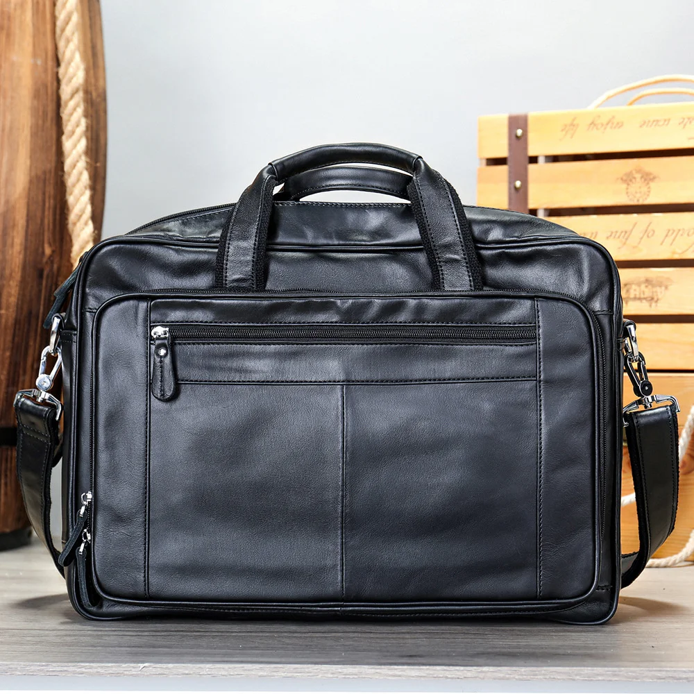 

Crazy Horse Genuine Leather Men's Briefcase 15.6 Inch Laptop Bag Messenger Shoulder Business Handbag Porte-Documents