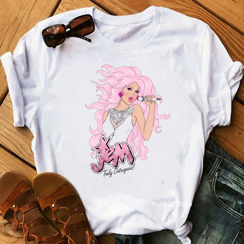 

Vogue Jem And The Holograms T Shirt women fashion hipster hip hop tops tees summer streetwear cute 80s 90s fans tshirt clothes