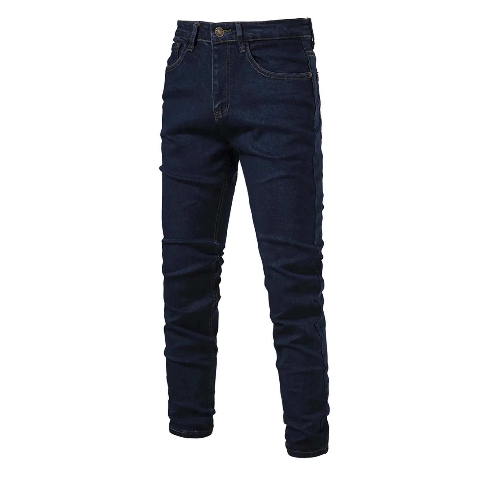 

Mens Personalized Denim Washed Trend Casual Micro Elastic Straight Pants Dark Blue Cargo Pants Multi Pocket Overalls 2024