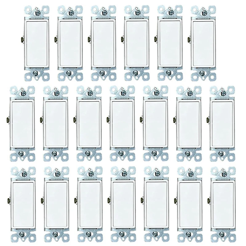 20-Pack Decorator Paddle Rocker Light Switch, Single Pole, 3-Wire, Grounding 15A 120V-277V, White Easy To Use
20-Pack Decorator Paddle Rocker Light Switch, Single Pole, 3-Wire, Grounding 15A 120V-277V, White Easy To Use