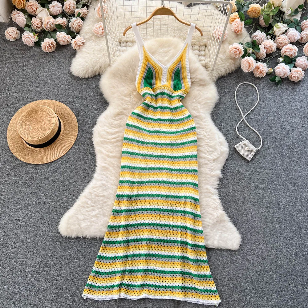 Vintage Crochet Hollow Slip Dress Stripe Bohemia Casual Beach Sundress Women Fashion Vacation Backless Sexy Elegant Vestidos
Vintage Crochet Hollow Slip Dress Stripe Bohemia Casual Beach Sundress Women Fashion Vacation Backless Sexy Elegant Vestidos