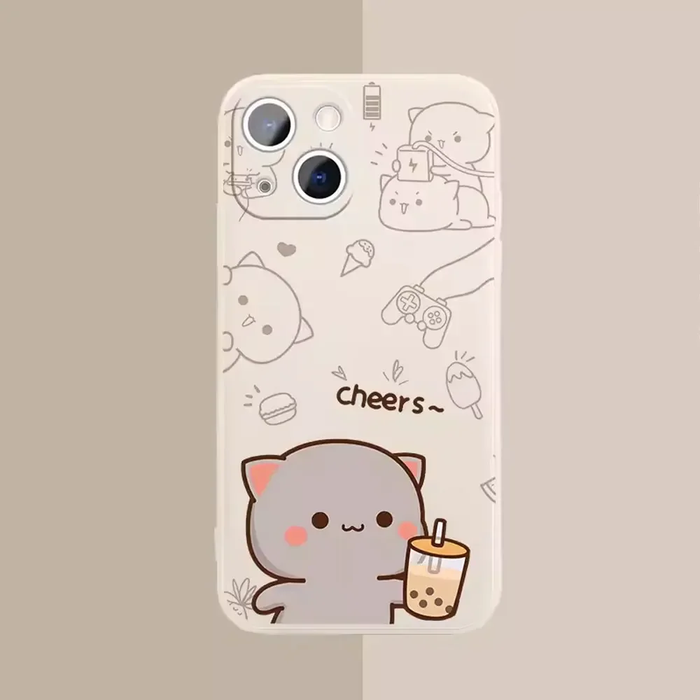 Cartoon Peach Mochi Cat Couple Phone Case for IPhone 16 15 14 13 12 11 Pro Mini X XS MAX 7 8 Plus Cute Animal Paired Soft Covers Cartoon Peach Mochi Cat Couple Phone Case for IPhone 16 15 14 13 12 11 Pro Mini X XS MAX 7 8 Plus Cute Animal Paired Soft Covers