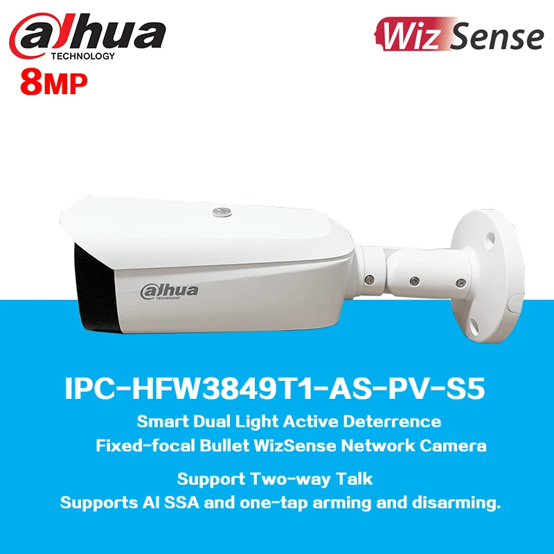 Dahua 8MP Smart Dual Light Active Deterrence Fixed-focal Bullet WizSense Network Camera IPC-HFW3849T1-AS-PV-S5
Dahua 8MP Smart Dual Light Active Deterrence Fixed-focal Bullet WizSense Network Camera IPC-HFW3849T1-AS-PV-S5