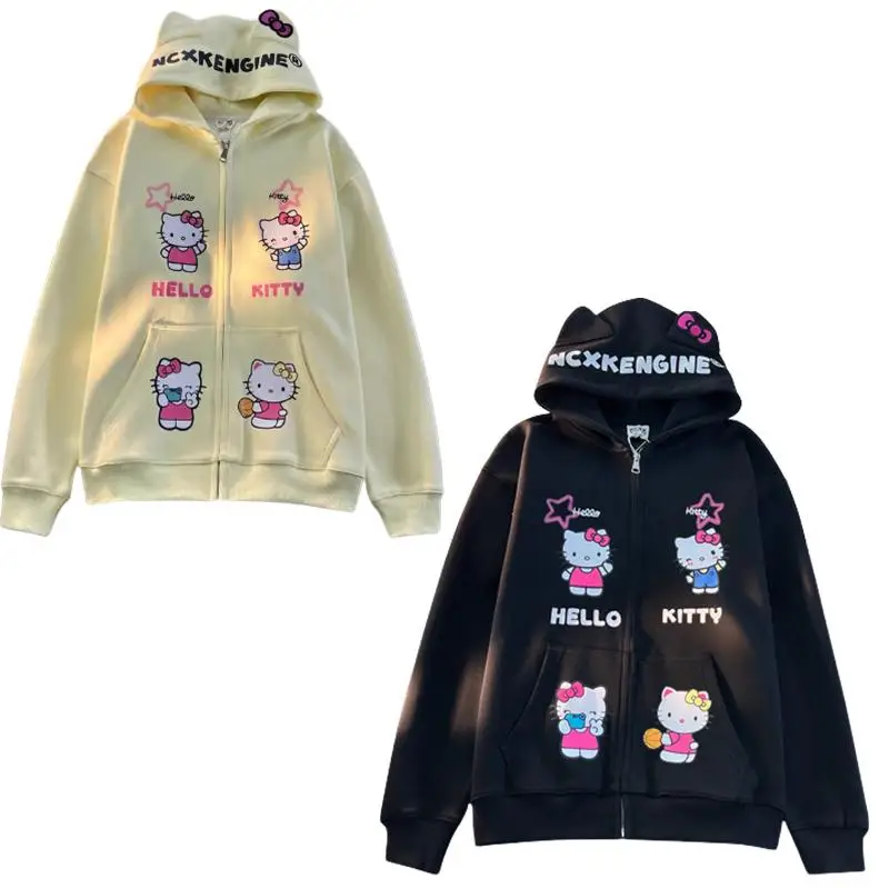 Hello Kittys Sanrios Thick Coat Kawaii Kuromi Winter Girl Heart Printing Versatile Loose Cartoon Thicken Women's Clothes Hooded
Hello Kittys Sanrios Thick Coat Kawaii Kuromi Winter Girl Heart Printing Versatile Loose Cartoon Thicken Women's Clothes Hooded