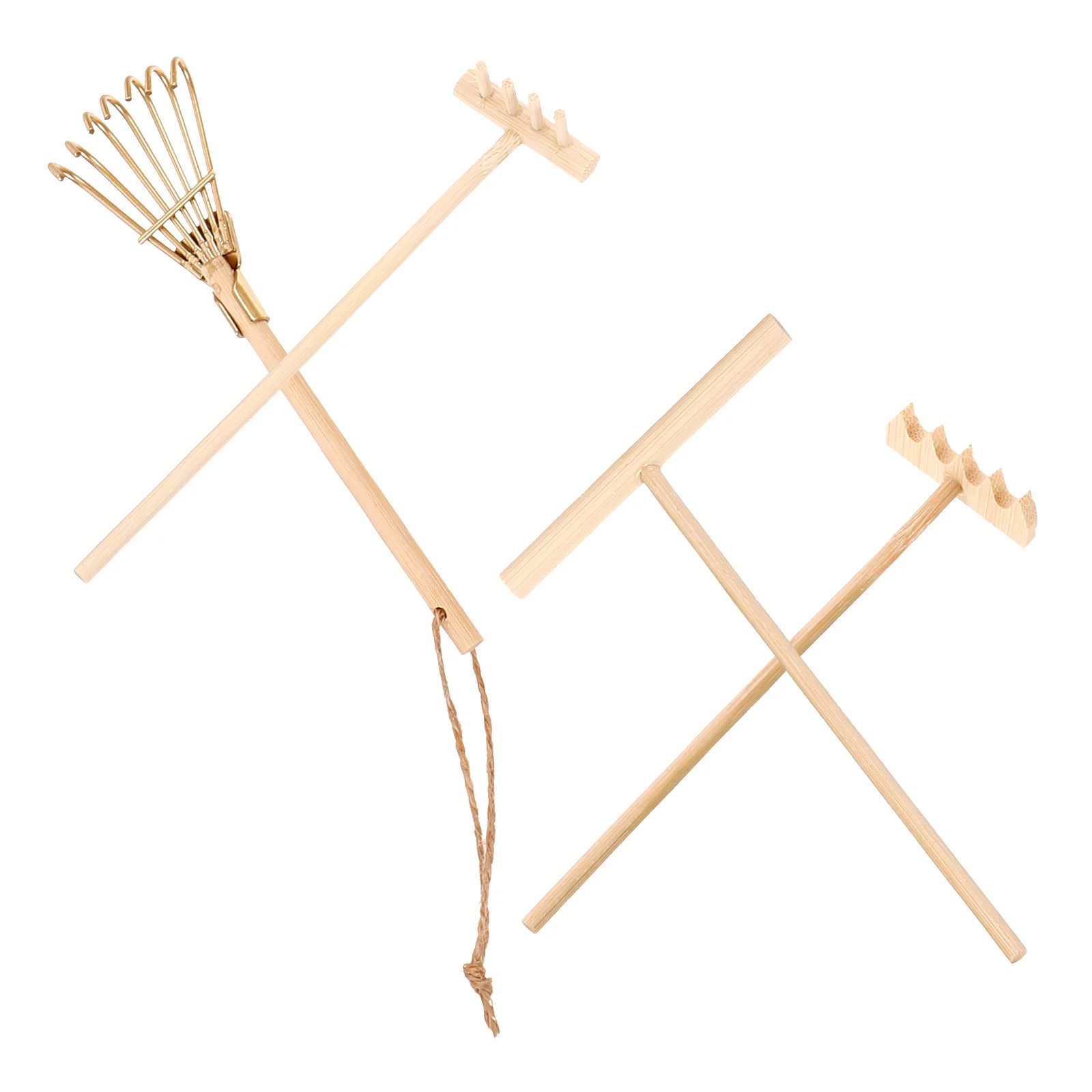 

4 Pcs Sand Painting Small Bamboo Rake Table Rakes Mini Zen Garden Garden Tool Set Adornments Tool