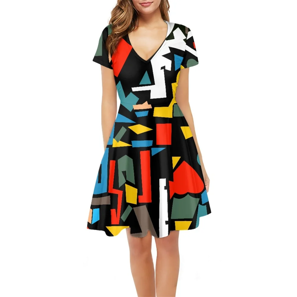 Abstract Geometric Color Block Print Custom 2023 New V Neck For Women Formal Occasion Birthday Summer Casual Knee Length Dresses
Abstract Geometric Color Block Print Custom 2023 New V Neck For Women Formal Occasion Birthday Summer Casual Knee Length Dresses