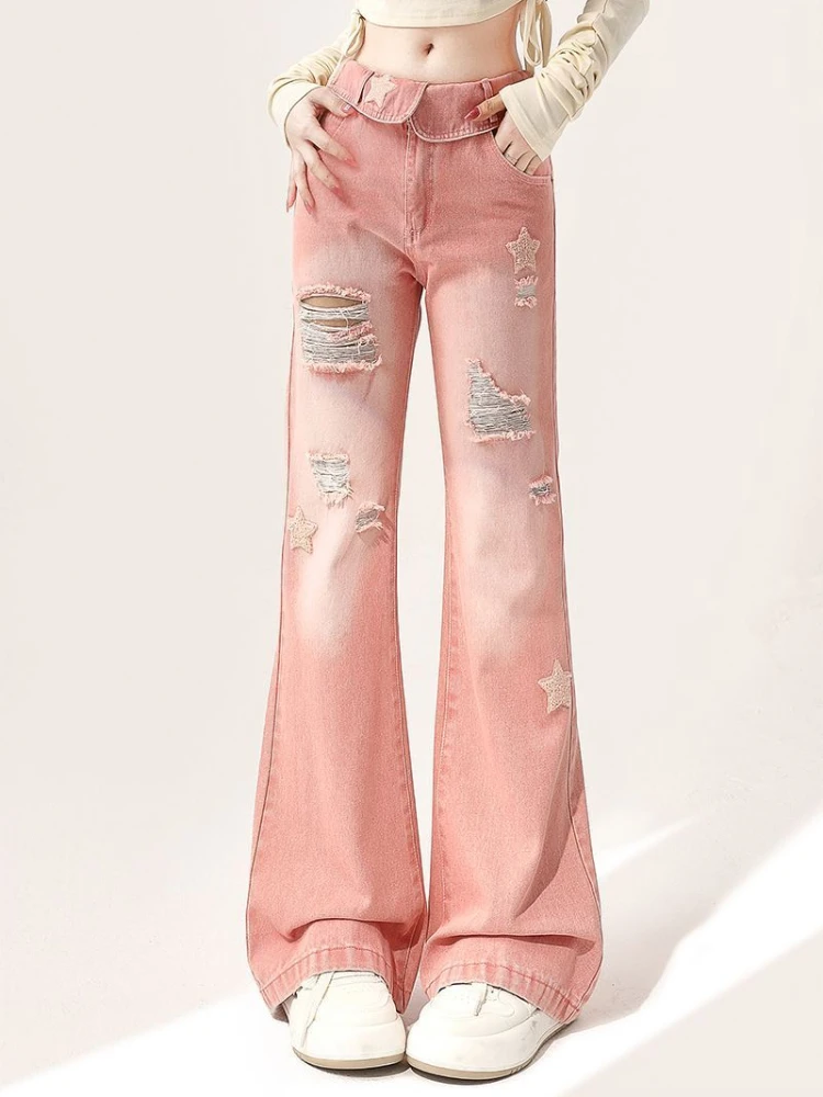 ADAgirl Y2k Pink Star Jeans Women Ripped Low Waist Boot Cut Female Korean Fashion American Retro Denim Pants Slouchy Trouser Alt
ADAgirl Y2k Pink Star Jeans Women Ripped Low Waist Boot Cut Female Korean Fashion American Retro Denim Pants Slouchy Trouser Alt